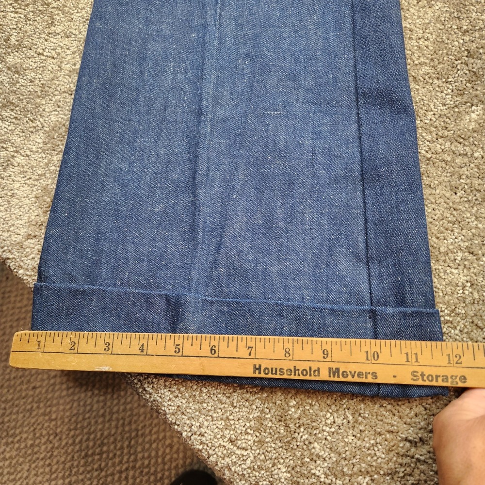 Maverick Blue Bell Vintage Flare Leg Denim Jeans Dark Wash Deadstock USA 34x34 - Picture 10 of 12